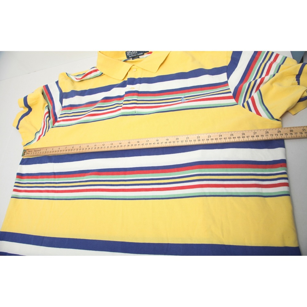Polo Ralph Lauren Men's 4XB Big Yellow Striped Pique Short Sleeve Polo Shirt - Picture 6 of 10